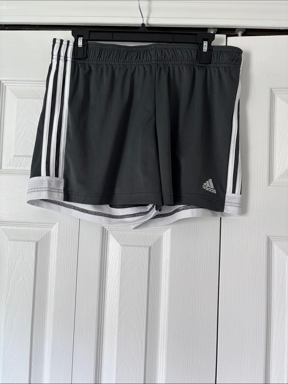 adidas Gray Athletic Shorts with White Stripes